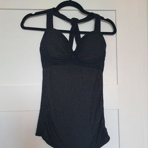 Black & white polka dot halter top